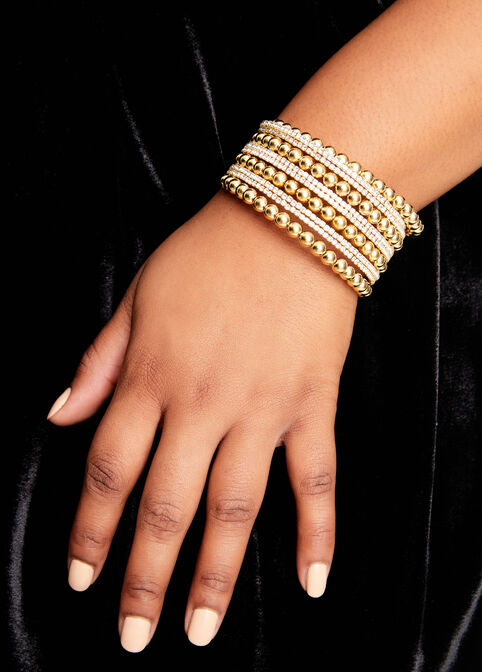 Gold Tone Crystal Layered Cuff, Gold image number 2