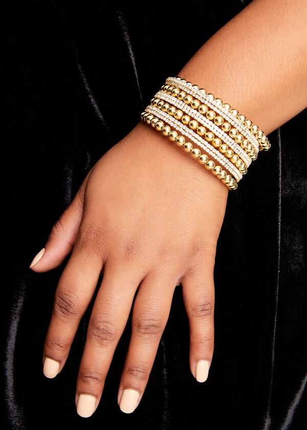 Gold Tone Crystal Layered Cuff, Gold image number 2
