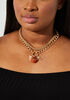 Basketball Charm Drop Necklace, Gold image number 1