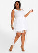 Tiered Tulle Train Denim Skirt, White image number 2