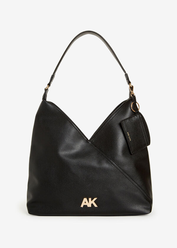 Anne Klein Pebbled Faux Leather Shoulder Bag, Black image number 0