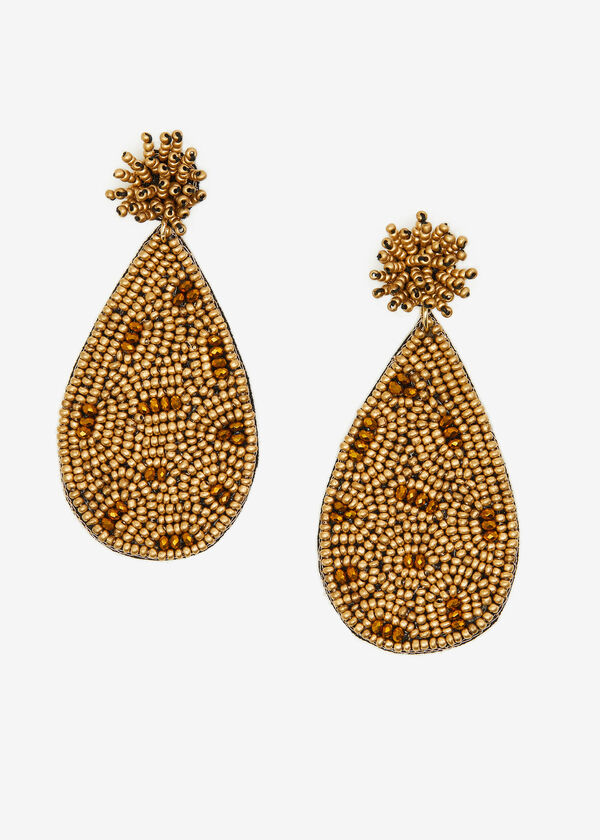 Gold Tone Beaded Earrings, Gold image number 0
