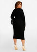 Fringe Sleeve Sweater Midi Dress, Black image number 1