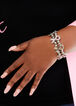Pave Pink Ribbon Stretch Bracelet, Silver image number 2