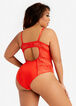 Lace Push-Up Cup Lingerie Bodysuit, Red image number 1