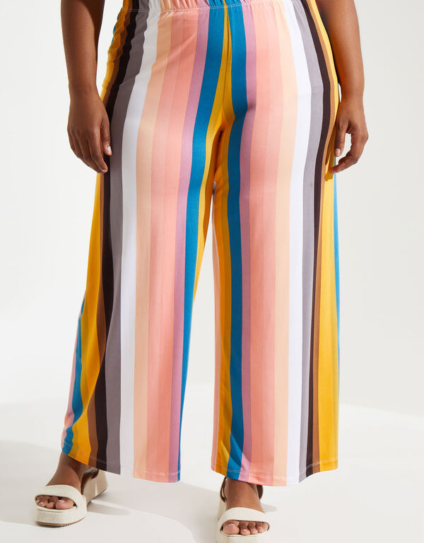 Striped Jersey Wide Leg Pants, Multi image number 0