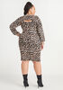 Layered Leopard Bodycon Dress, Black Animal image number 1