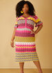 Crochet Knit Midi Dress, Pink Peacock image number 3