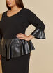 Faux Leather Paneled Peplum Dress, Black image number 2