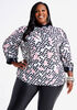 Faux Leather Trim Printed Blouse, Foxglove image number 0