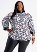 Faux Leather Trim Printed Blouse, Foxglove image number 0