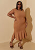 Flounced Crepe Sheath Dress, Chipmunk image number 2