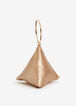 Gold Faux Leather Pyramid Bag, Gold image number 1