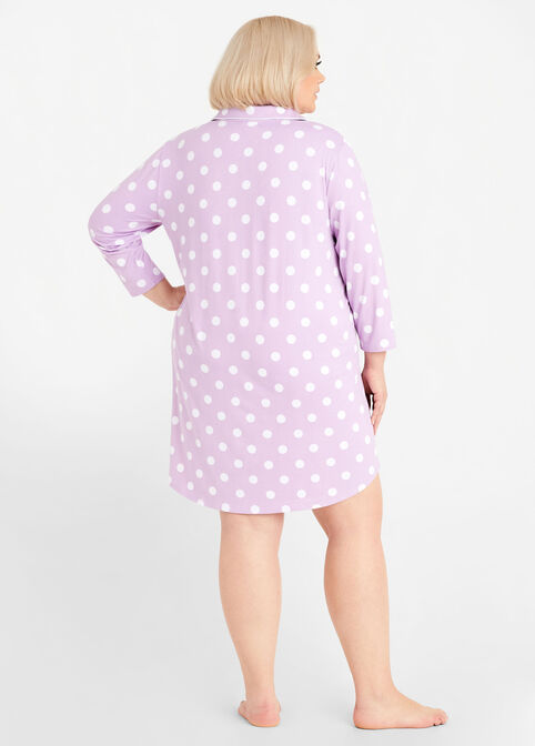PJ Couture Button Up Sleepshirt, Medium Purple image number 1