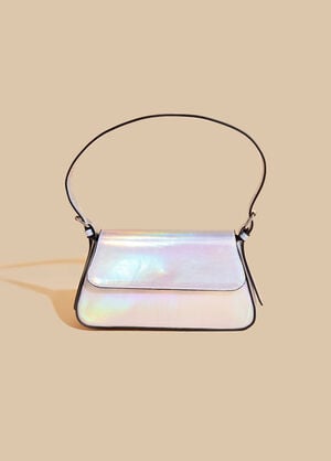 Iridescent Faux Leather Bag, Silver image number 1