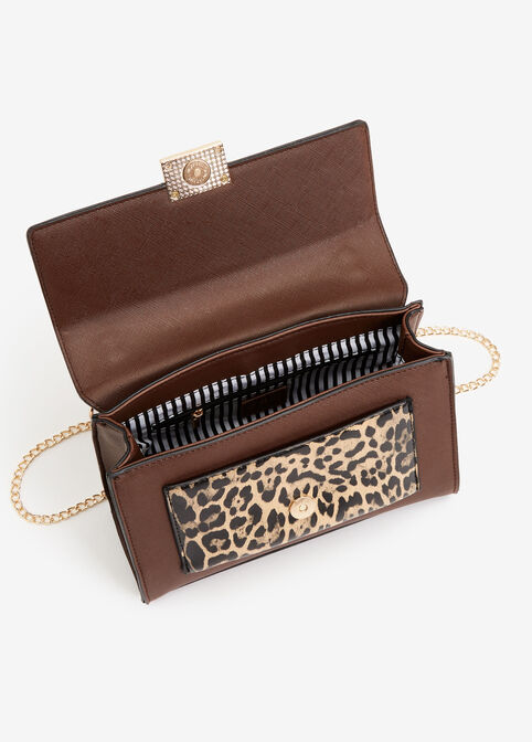 Animal Trim Convertible Clutch, Brown image number 2