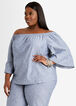 Linen Ruffle Sleeve Peasant Top, Blue image number 0