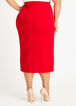 Red Crepe Pull On Pencil Skirt, Red image number 1