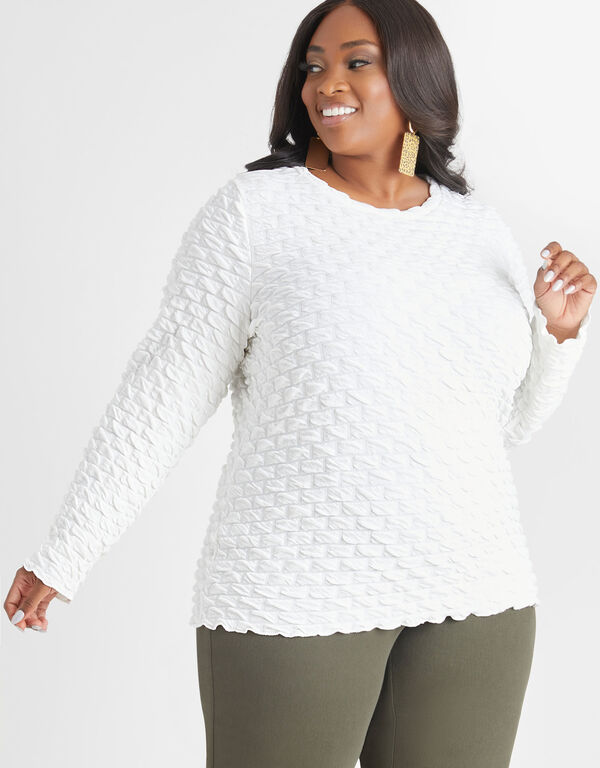 Textured Knitted Top, White image number 0
