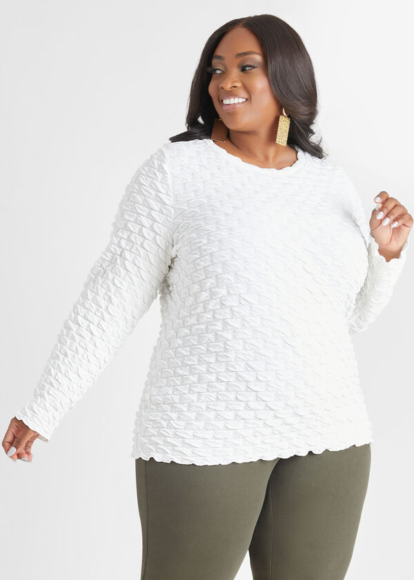 Textured Knitted Top, White image number 0