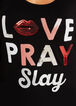 Sequin Love Pray Slay Graphic Tee, Black image number 1