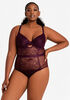 Lace Push Up Lingerie Bodysuit, Purple image number 0