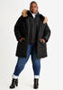 Black 1X Faux Fur Hood Layer Puffer Coat, Black image number 2