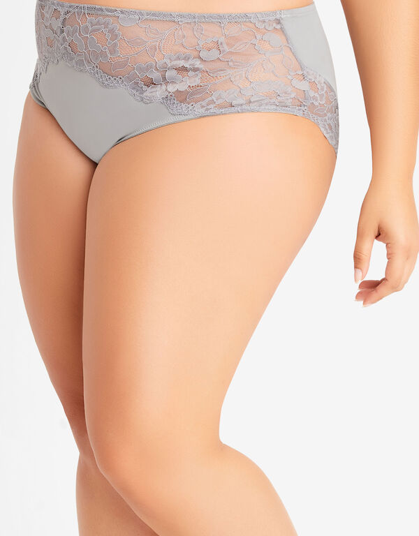 Micro & Lace Hipster Panty, Silver Filigree image number 1