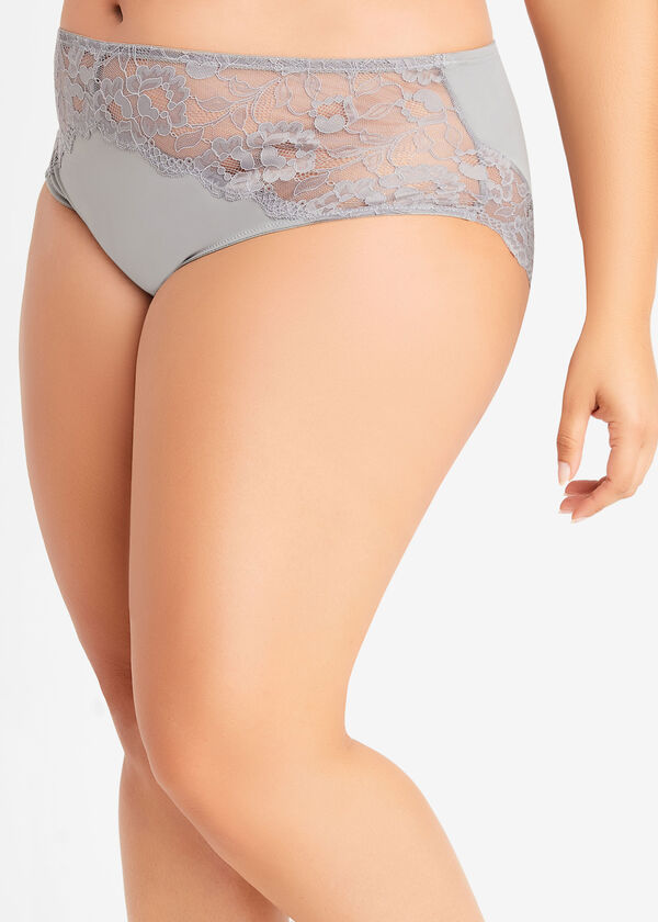 Micro & Lace Hipster Panty, Silver Filigree image number 1