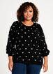 Metallic Dot Puff Sleeve Sweater, Black image number 0