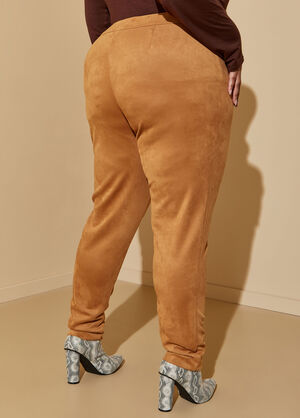 High Waist Faux Suede Leggings, Camel Taupe image number 1