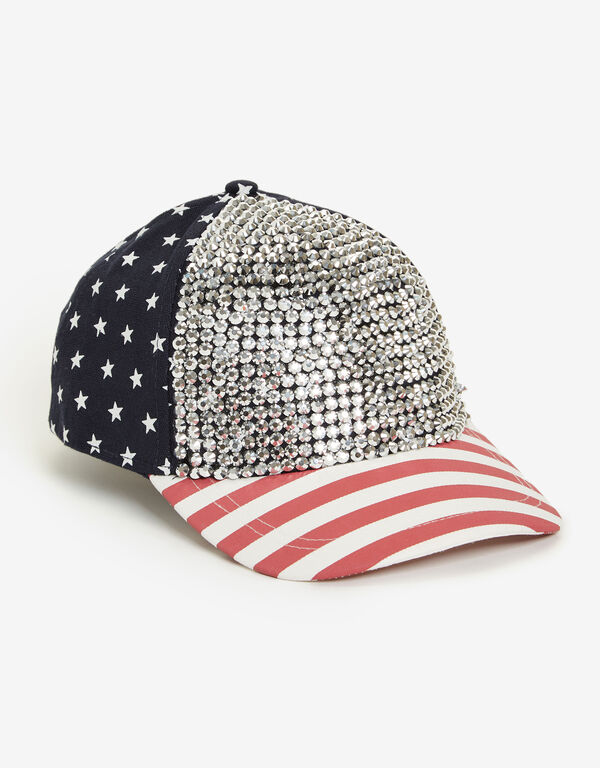 Studded Americana Baseball Hat, Navy image number 1