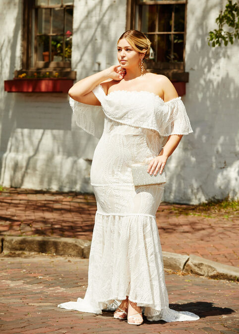 Off The Shoulder Lace Gown,  image number 0
