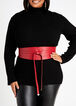 Red Faux Leather Wrap Around Belt, Barbados Cherry image number 0