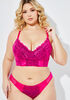 Mesh Paneled Lace Bustier Set, Very Berry image number 0