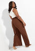 Waffle Knit Wide Leg Lounge Pants, Brown image number 1