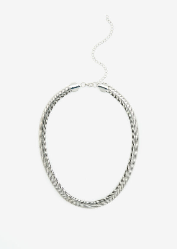 Silver Thick Snake Chain Necklace, Silver image number 0