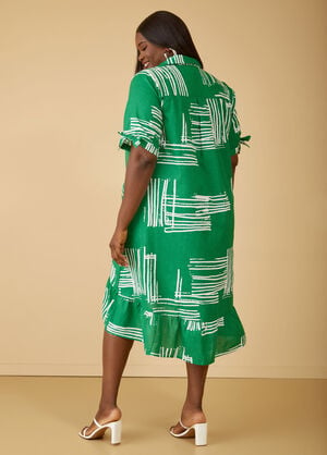 Printed Linen Blend Hi Low Dress, Jelly Bean image number 1