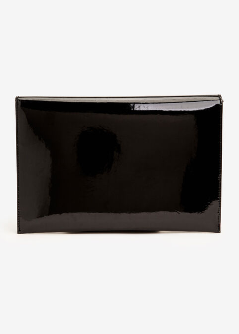 Money Bag Patent Leather Clutch, Black image number 1