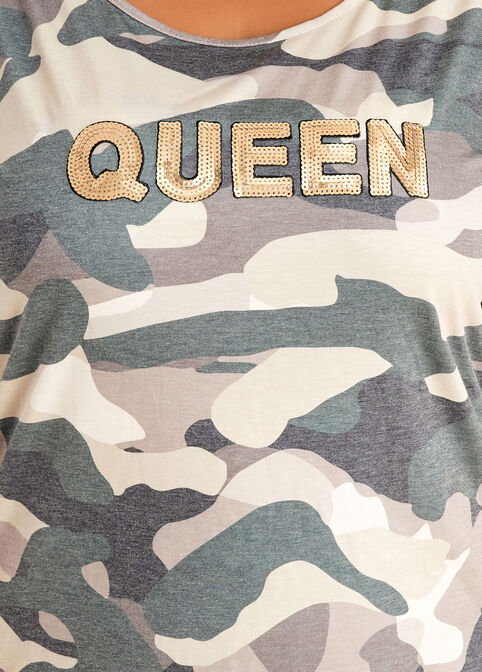Queen Sequin Camo Jersey Tee, Multi image number 1