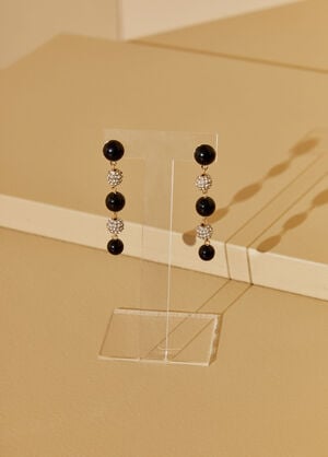 Pave Crystal And Bead Earrings, Black image number 1