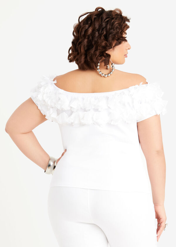 Textured Off The Shoulder Top, White image number 1