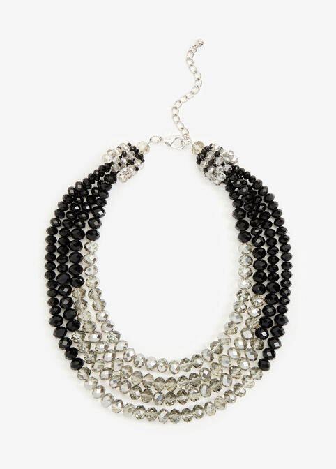 Black & Silver Crystal Necklace, Black image number 0