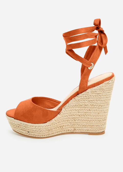 Lace Up Medium Width Wedges, Tan image number 3
