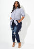 Cuffed Distressed High Rise Jeans, Dk Rinse image number 2