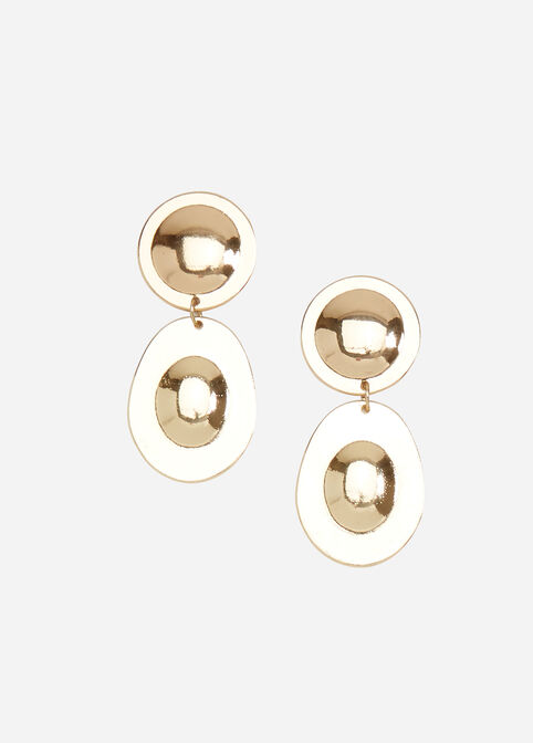 Gold Oval Link Drop Earrings, Gold image number 0