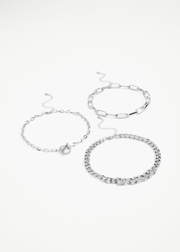 Silver Open Circle Layer Anklet, Silver image number 1