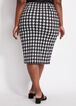 Houndstooth Pull On Pencil Skirt, Black White image number 1
