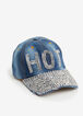 Denim Rhinestone Hot Baseball Hat, Denim image number 0