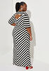Cutout Striped Maxi Dress, Black White image number 1